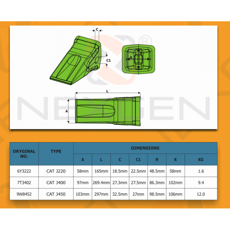 Tooth Bucket suitable for CAT J400