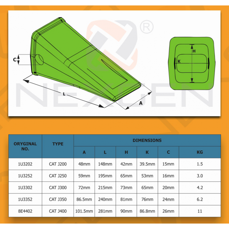 Tooth Bucket suitable for CAT J250
