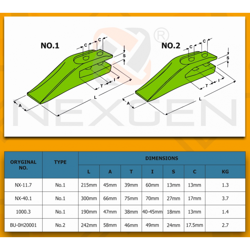 Bucket tooth for toothplate 24mm - Universal