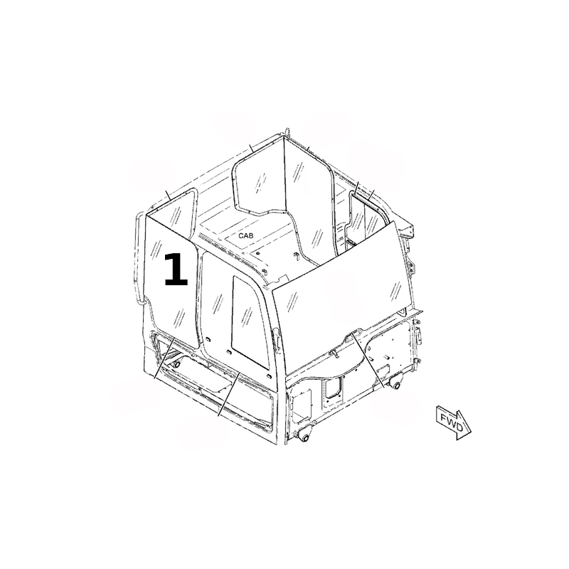ПРОКАТАННОЕ СТЕКЛО, ЗАДНЯЯ ПРАВАЯ СТОРОНА, СОЧЛЕНЕННЫЙ САМОСВАЛ CATERPILLAR 745D 5080788