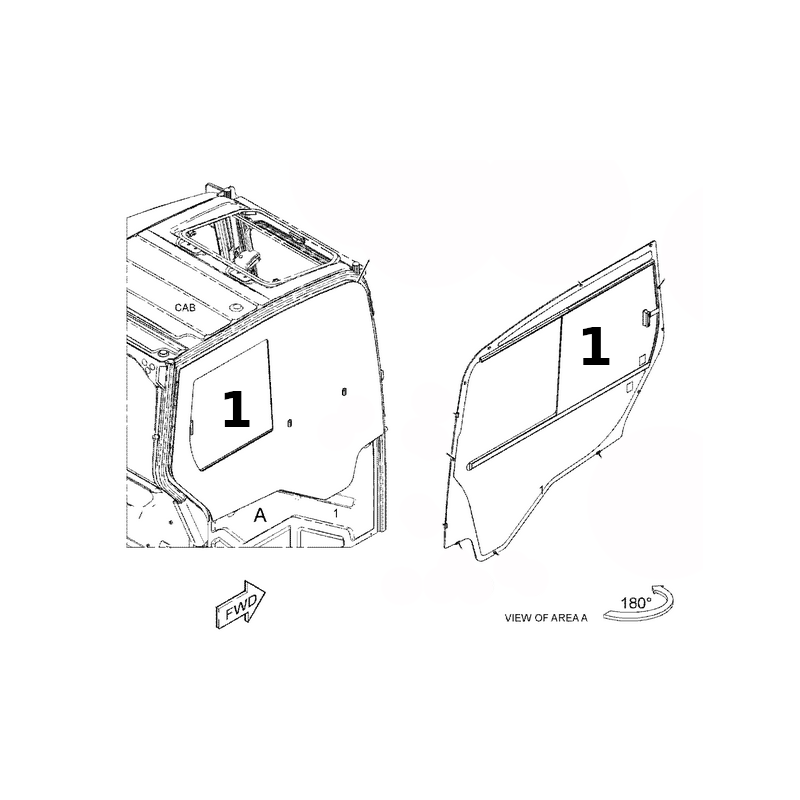 БОКОВОЕ СТЕКЛО ПРАВАЯ СТОРОНА СПОЛЗАЯ МИНИ ЭКСКАВАТОР КАТ 308.5 5441669