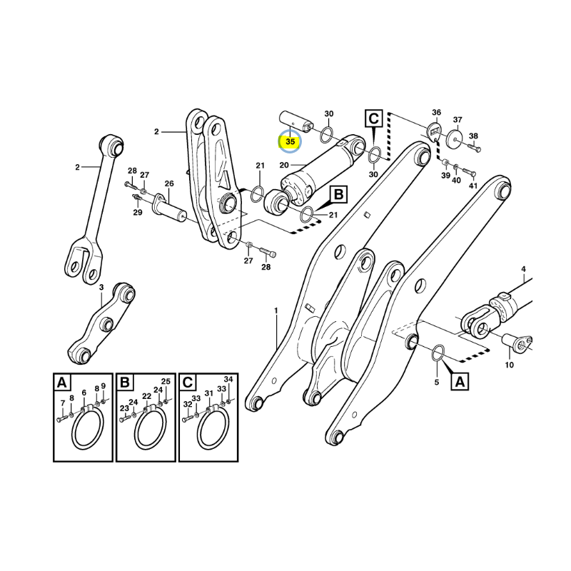 CVA ШТЫРЬ НАКЛОНА КОВША VOLVO ПОГРУЗЧИК