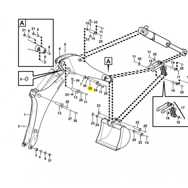 СОЕДИНИТЕЛЬНЫЙ ШТИФТ ЗАДНЕГО РЫЧАГА С КОПАЮЩИМ РЫЧАГОМ VOLVO ЭКСКАВАТОР-ПОГРУЗЧИК CVA