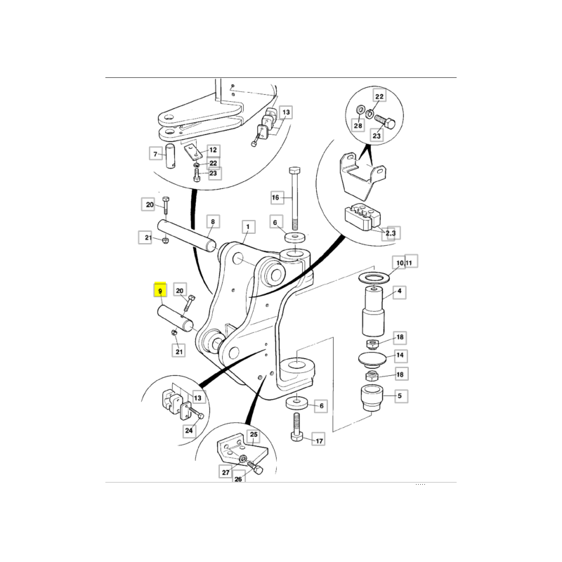 Штифт привода стрелы JCB мини-экскаватор 127x30 мм