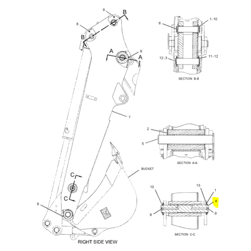 Штифт ковша 50X325 CAT экскаватор-погрузчик