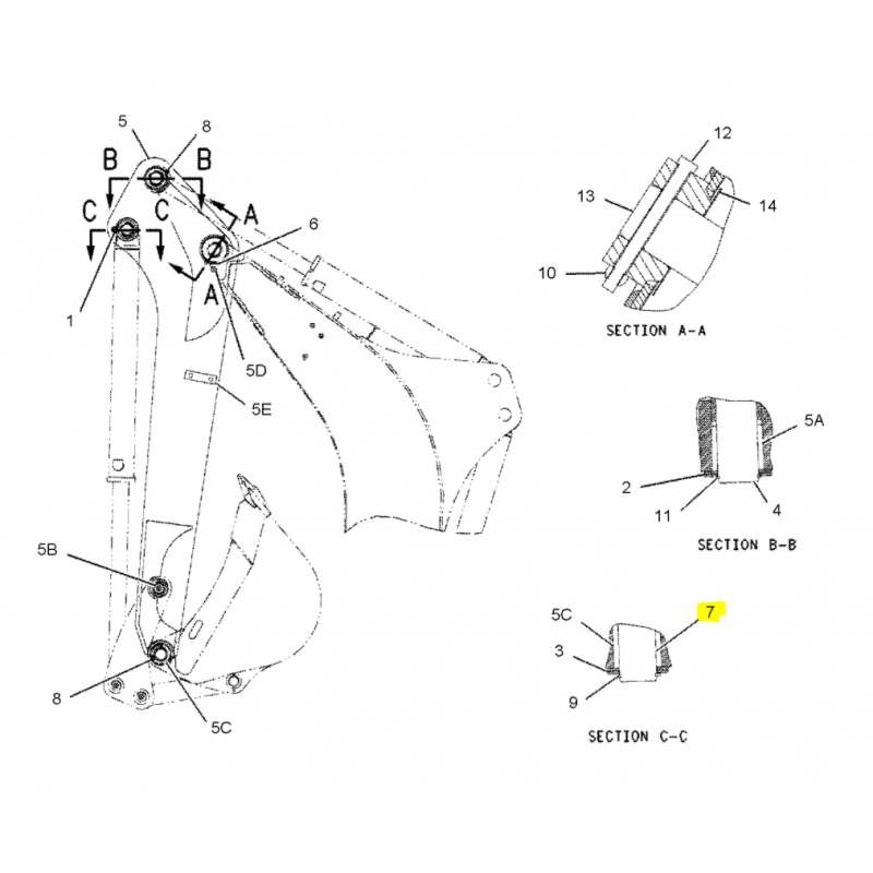 Штифт 50X340 крепления ковша экскаватор-погрузчик CAT