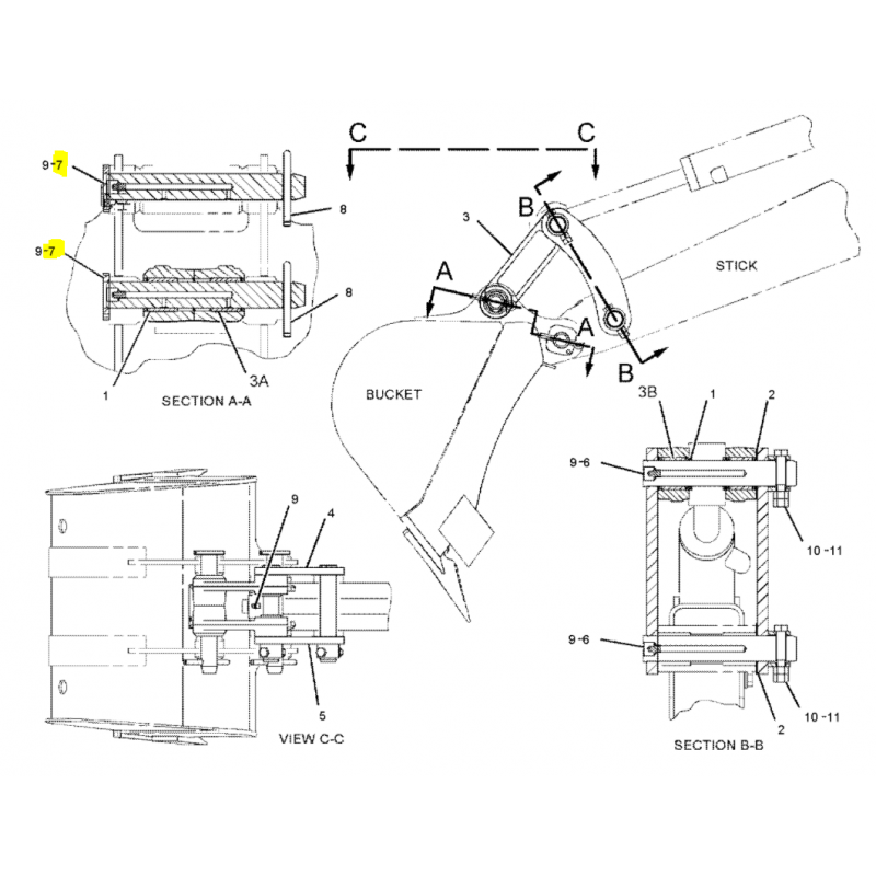 Штифт 35X265 ковша мини экскаватор CAT