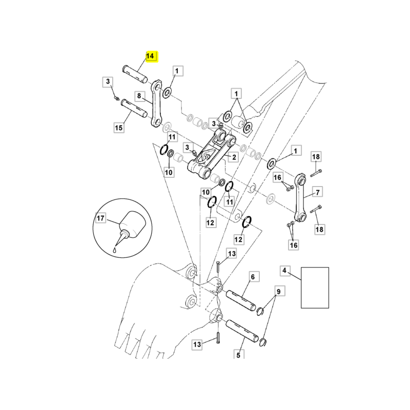 Штифт муфты ковша 65X370 JCB гусеничный и колесный экскаватор