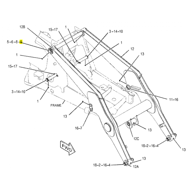 Штифт 60X920 переднего рычага экскаватор-погрузчик CAT