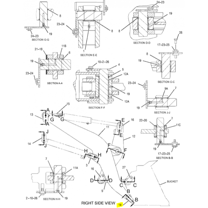 Штифт 51X198 ковша Cat погрузчик
