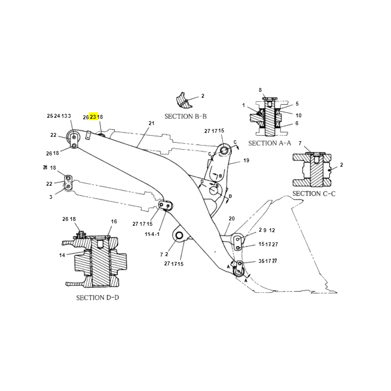 ВЕРХНИЙ ШТИФТ ПРИВОДА КОВША CAT CHARGER