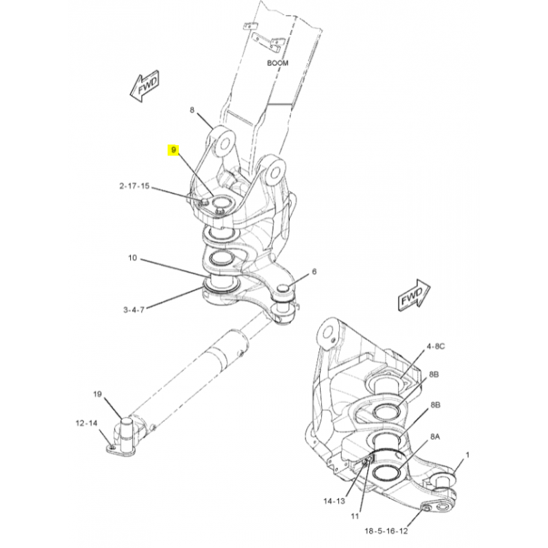 Штифт 90X195 верхняя задняя бабка мини экскаватор CAT 305.5 D