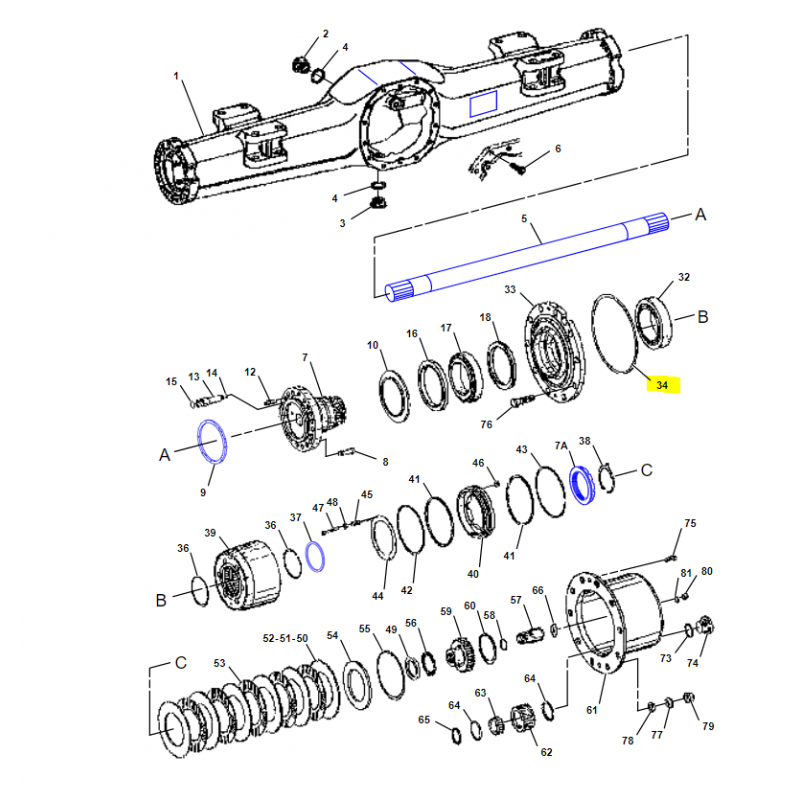 УПЛОТНЕНИЕ CVA В ЗАДНЕМ МОСТУ ЭКСКАВАТОР-ПОГРУЗЧИК CAT