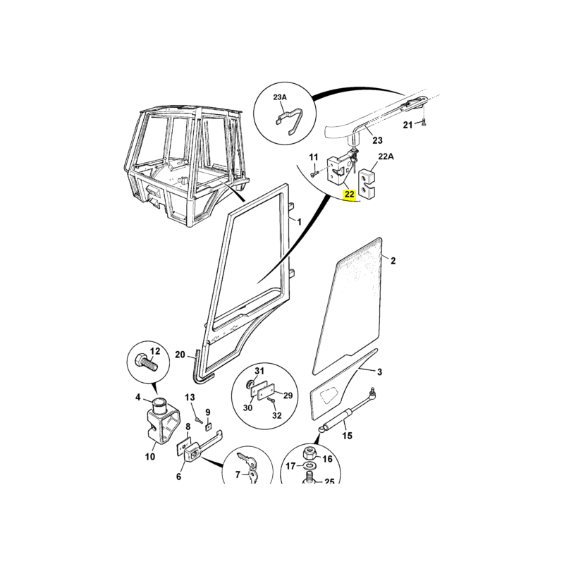 ЗАМОК ДЛЯ ЛЕВОЙ ДВЕРИ JCB ЭКСКАВАТОР-ПОГРУЗЧИК 3CX 4CX