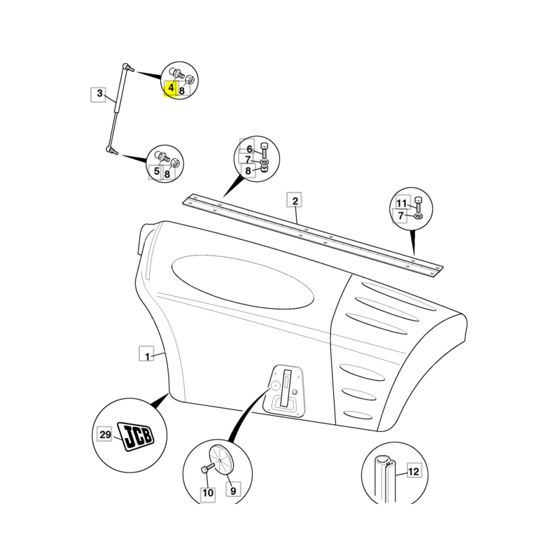 ШАРНИР АМОРТИЗАТОРА ДВЕРИ ЭКСКАВАТОРА JCB