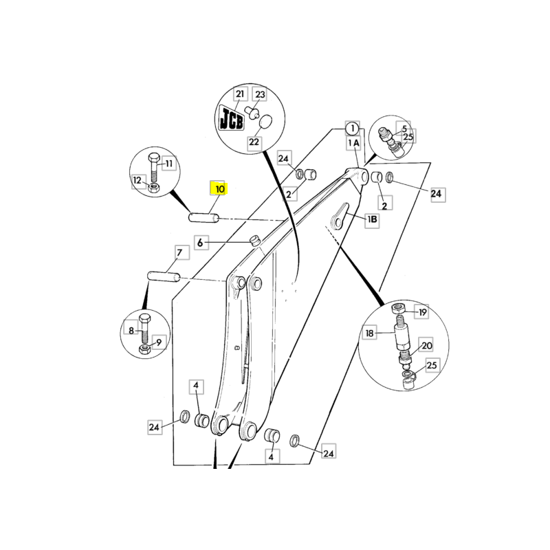 ВЕРХНИЙ ШТИФТ ПРИВОДА BOOM-U ЭКСКАВАТОР-ПОГРУЗЧИК JCB