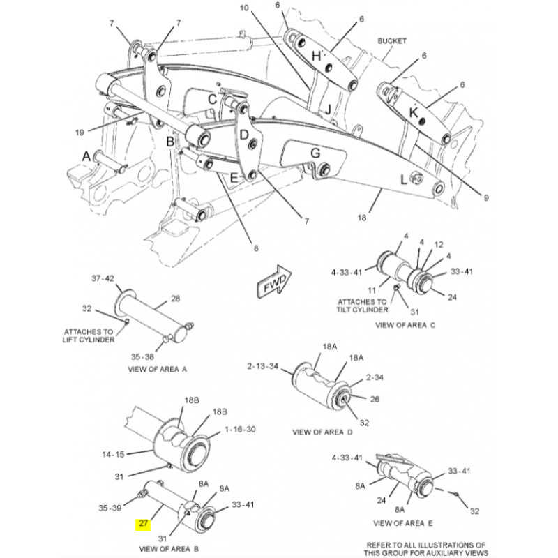 ШТИФТ ПЕРЕД РЫЧАГОМ ЭКСКАВАТОР-ПОГРУЗЧИК CAT CVA
