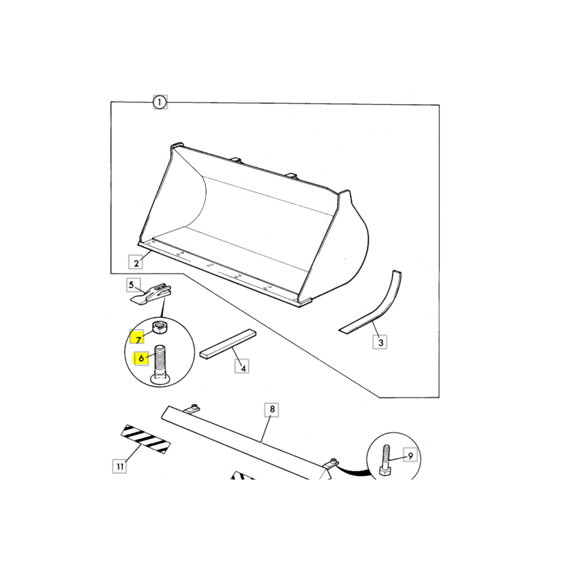ВИНТ С ГАЙКОЙ ОТВАЛА И ЗУБЬЯМИ JCB VOLVO CVA