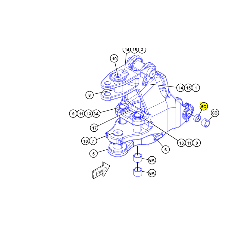 ВТУЛКА В ЗАДНЕЙ БАБКЕ КРЕПЛЕНИЯ СТРЕЛЫ CAT ЭКСКАВАТОР-ПОГРУЗЧИК