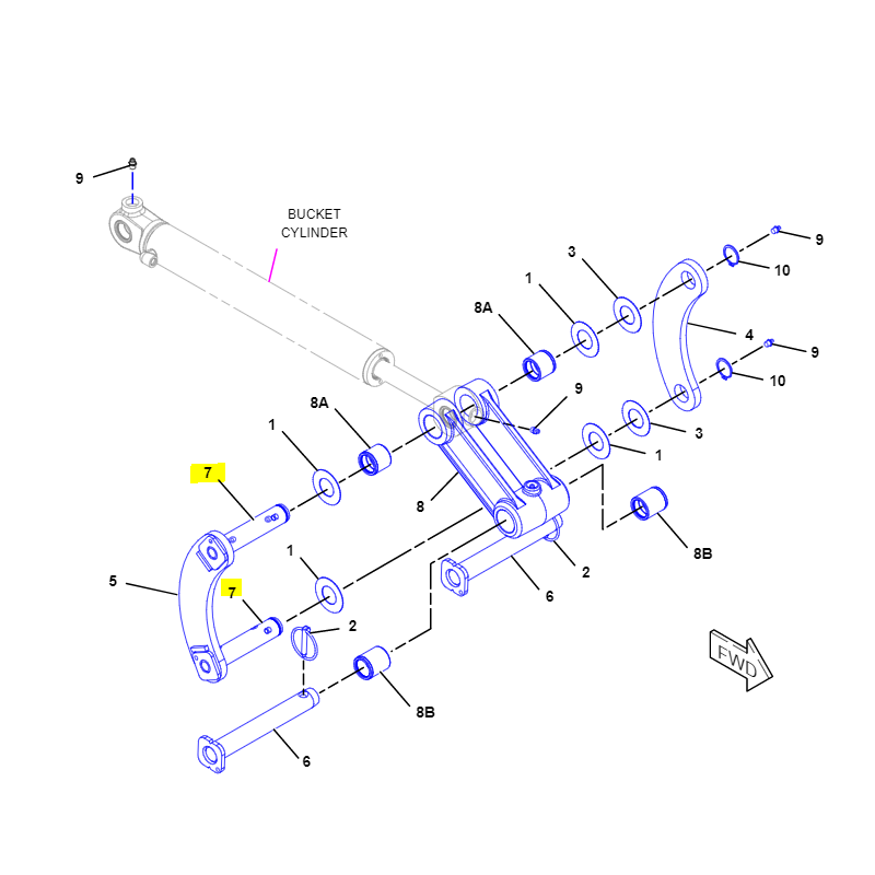 Штифт ковша мини-экскаватора CAT