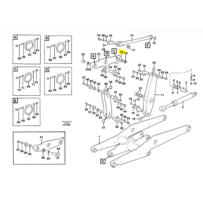Втулка рычага подъемника Volvo