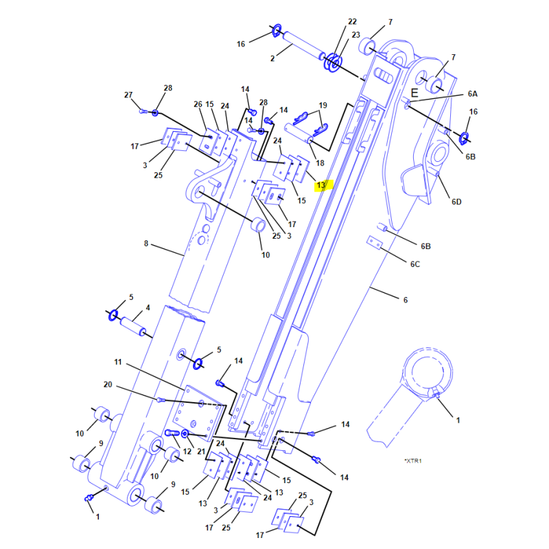 СКОЛЬЖЕНИЕ ВЫДВИЖЕНИЯ РУКИ ЭКСКАВАТОР-ПОГРУЗЧИК 15,2 ММ