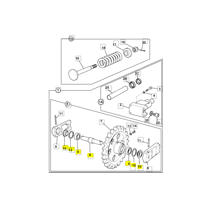 КОМПЛЕКТ ДЛЯ РЕМОНТА НАТЯЖНОГО КОЛЕСА МИНИ-ЭКСКАВАТОРА JCB