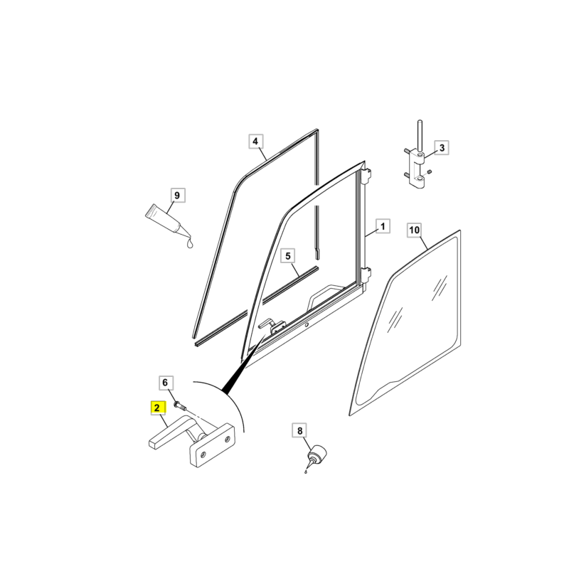 ВНУТРЕННЯЯ ДВЕРНАЯ РУЧКА JCB CVA ТЕЛЕСКОПИЧЕСКИЙ ПОГРУЗЧИК
