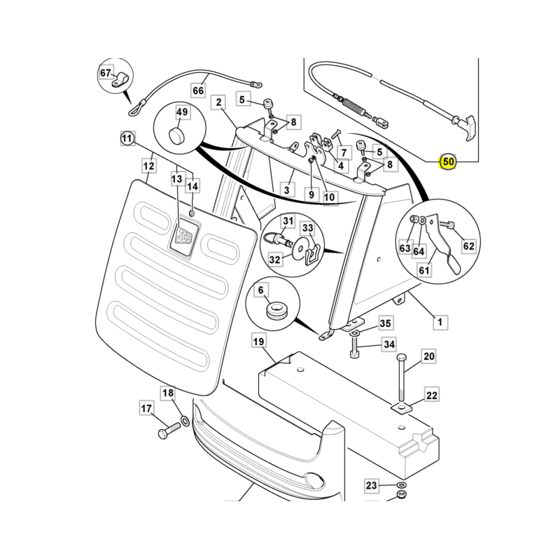 КАБЕЛЬ ОТКРЫВАНИЯ КАПОТА JCB 3CX 4CX