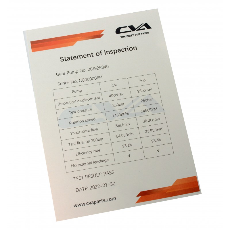 ГИДРАВЛИЧЕСКИЙ НАСОС CVA С СЕРТИФИКАТОМ ISO 9001:2015
