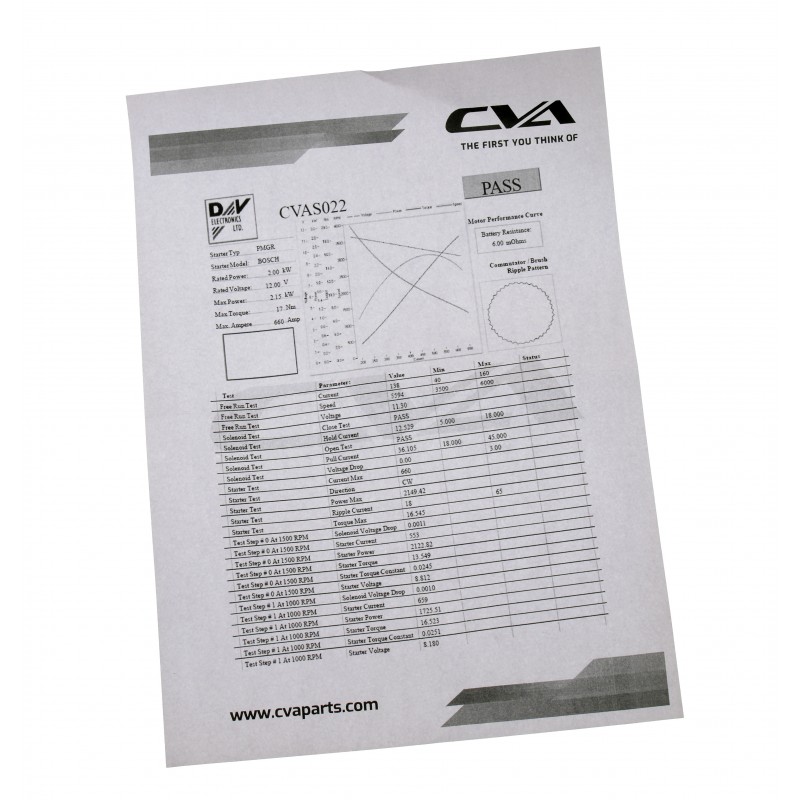 СТАРТЕР 12V CVA С ДИАГРАММОЙ ИЗ ТЕСТА CATERPILLAR