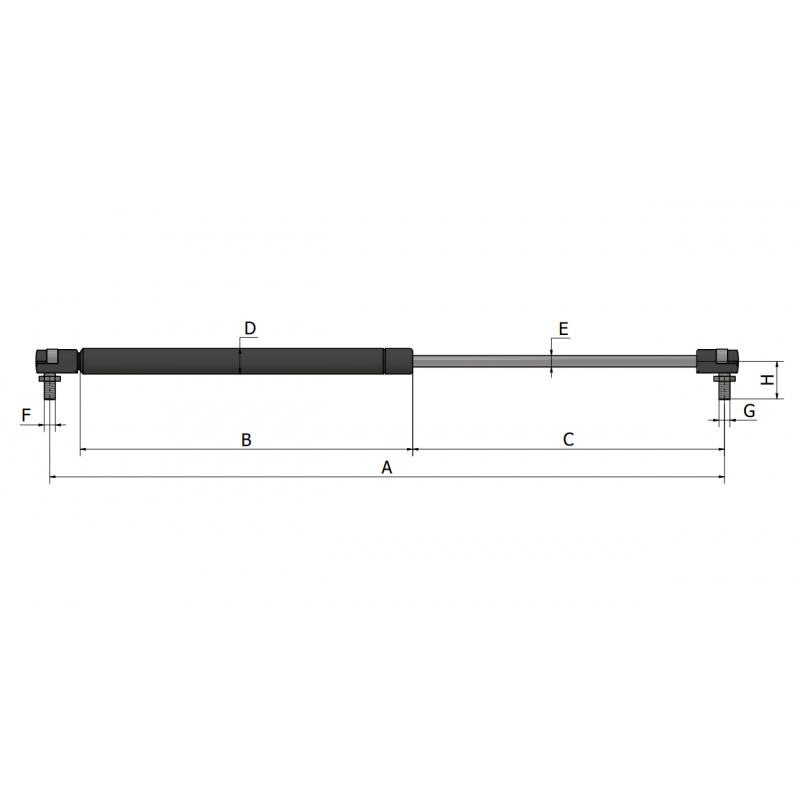Strut gas for rear window suitable for JCB 3CX 4CX