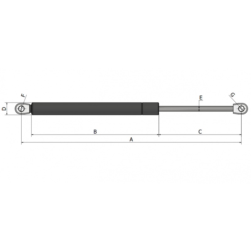 Strut gas - rear window suitable for JCB 3CX 4CX 1994-2001
