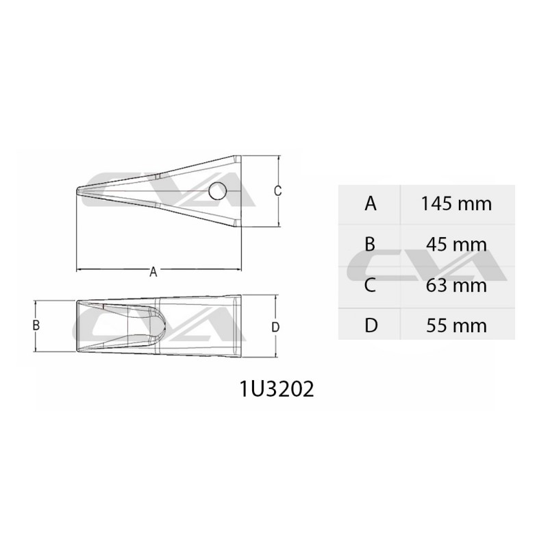 Зуб CAT для ковша экскаватор-погрузчик J200 CVA 1,3 кг