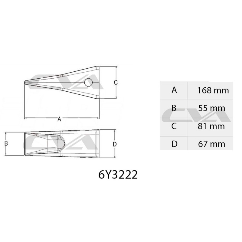 Длинный зуб для ковша J220 CVA