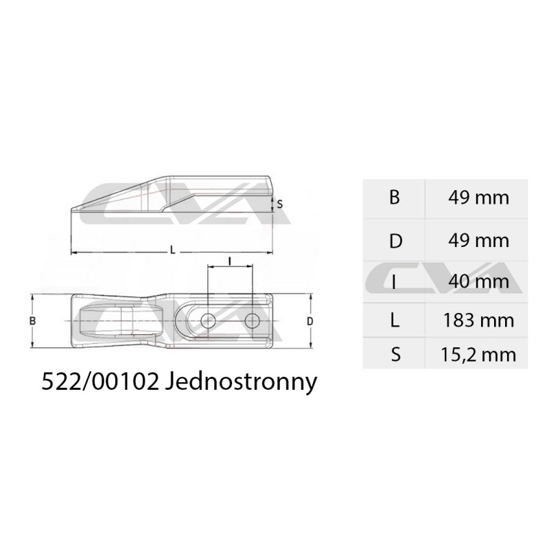 ЗУБ JCB МИНИ-ЭКСКАВАТОР ОДНОСТОРОННИЙ ТИП АКУЛА CVA