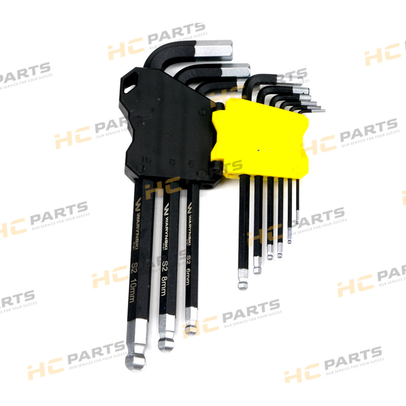 Set of extended HEX 1.5-10 wrenches made of S2 9el steel in a handle