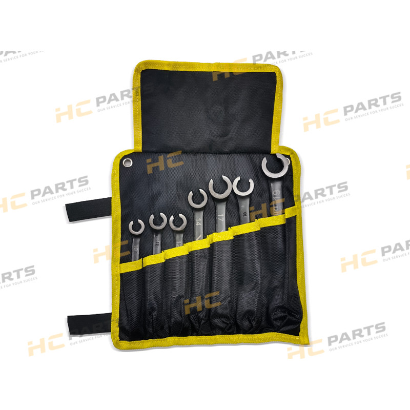 A set of ring wrenches open in a bag, 7 pcs