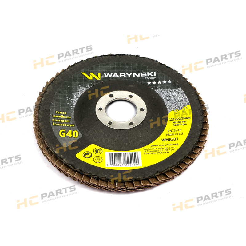 Disc for grinder 125 mm lamella with electrocorundum GR40 - WARYŃSKI
