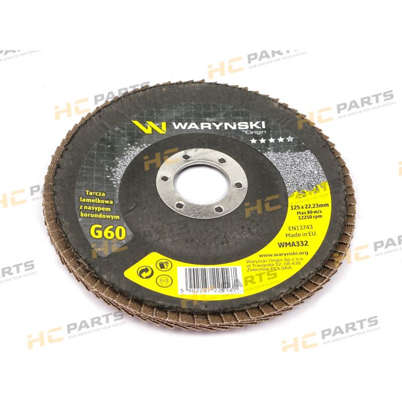 Disc for grinder 125 mm lamellar with electrocorundum GR60 - WARYŃSKI