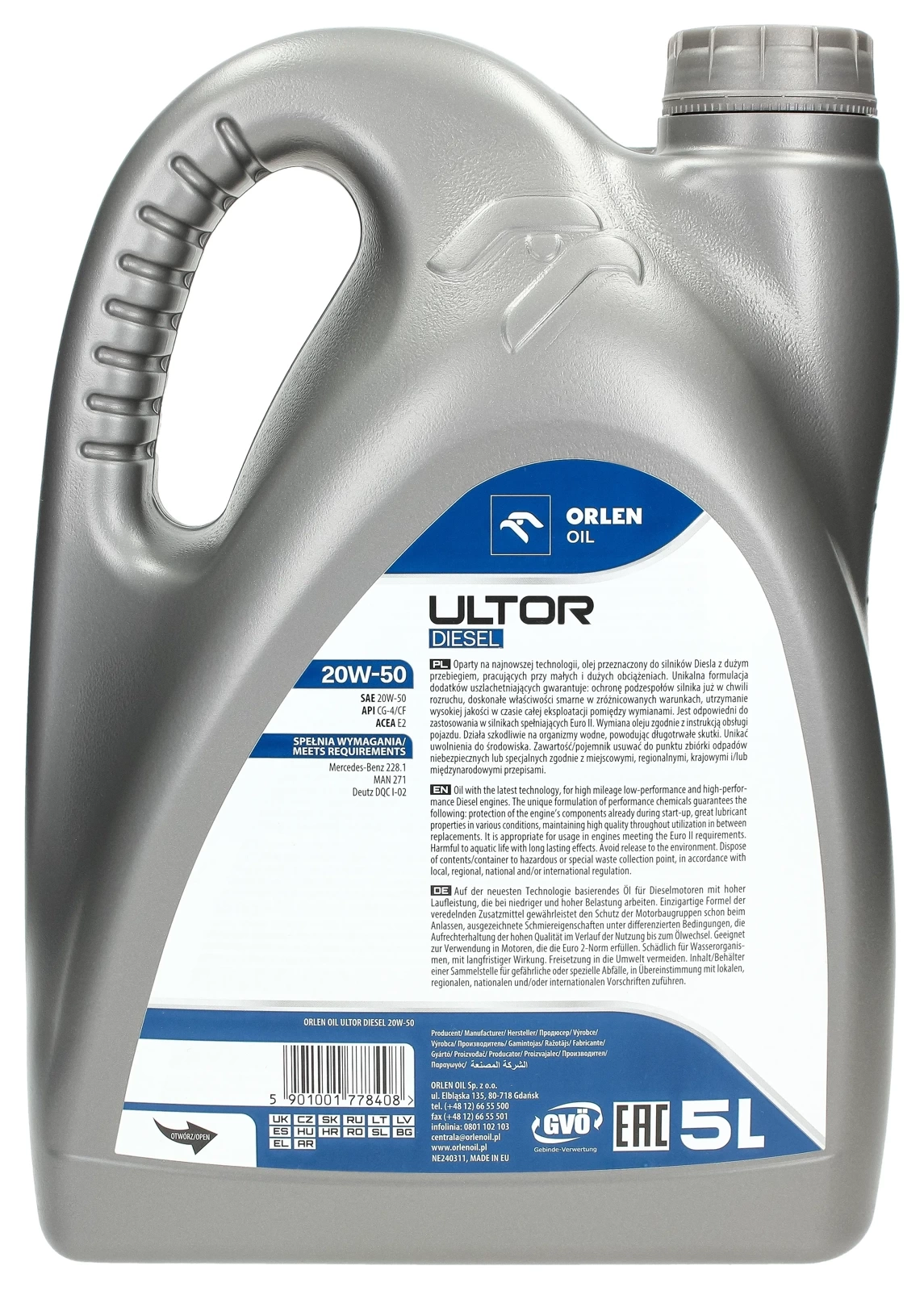 Моторное масло Orlen Platinum ULTOR DIESEL 20W-50 5L
