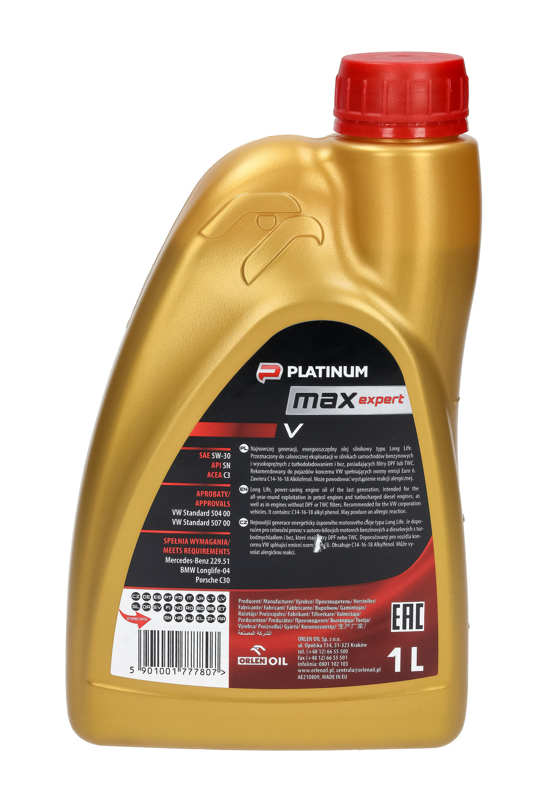 Моторное масло Orlen PLATINUM Max Expert V 5W - 30 1L