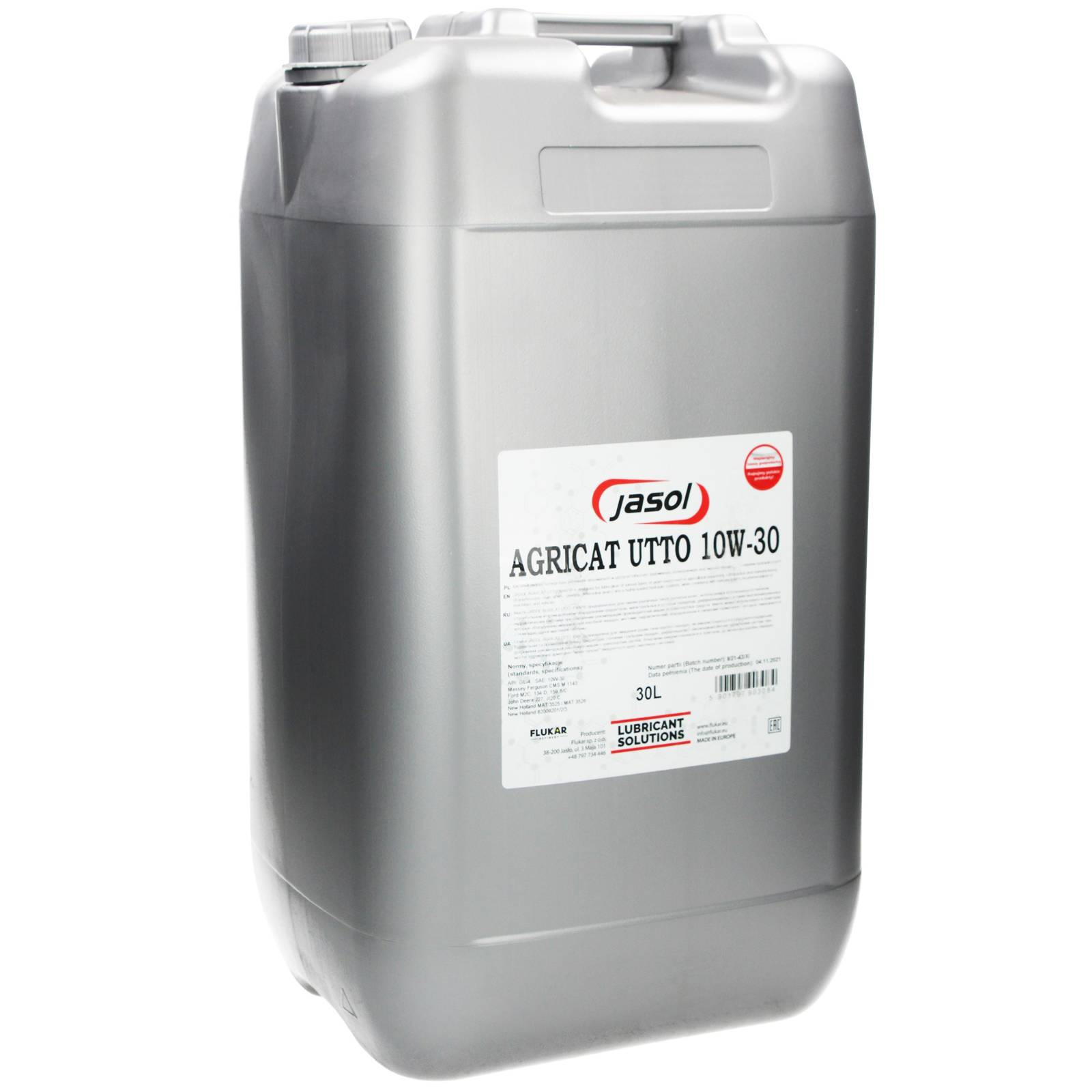 Гидравлическое трансмиссионное масло JASOL AGRICAT UTTO 10W-30 30L