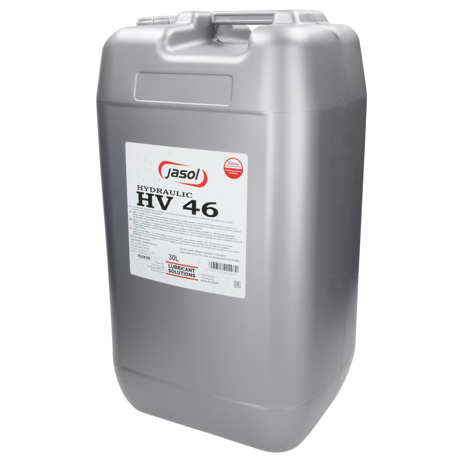 Гидравлическое масло JASOL HV-46 30L