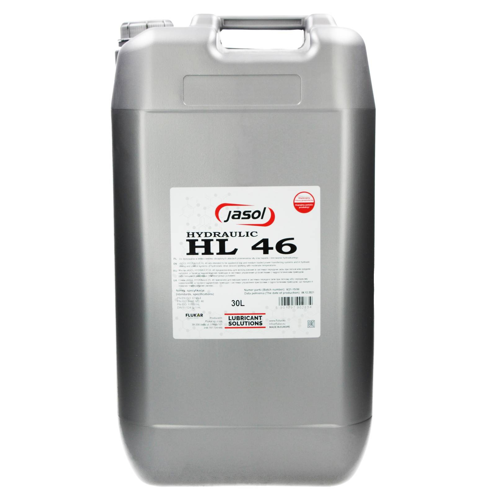 Гидравлическое масло JASOL HL 46 30L