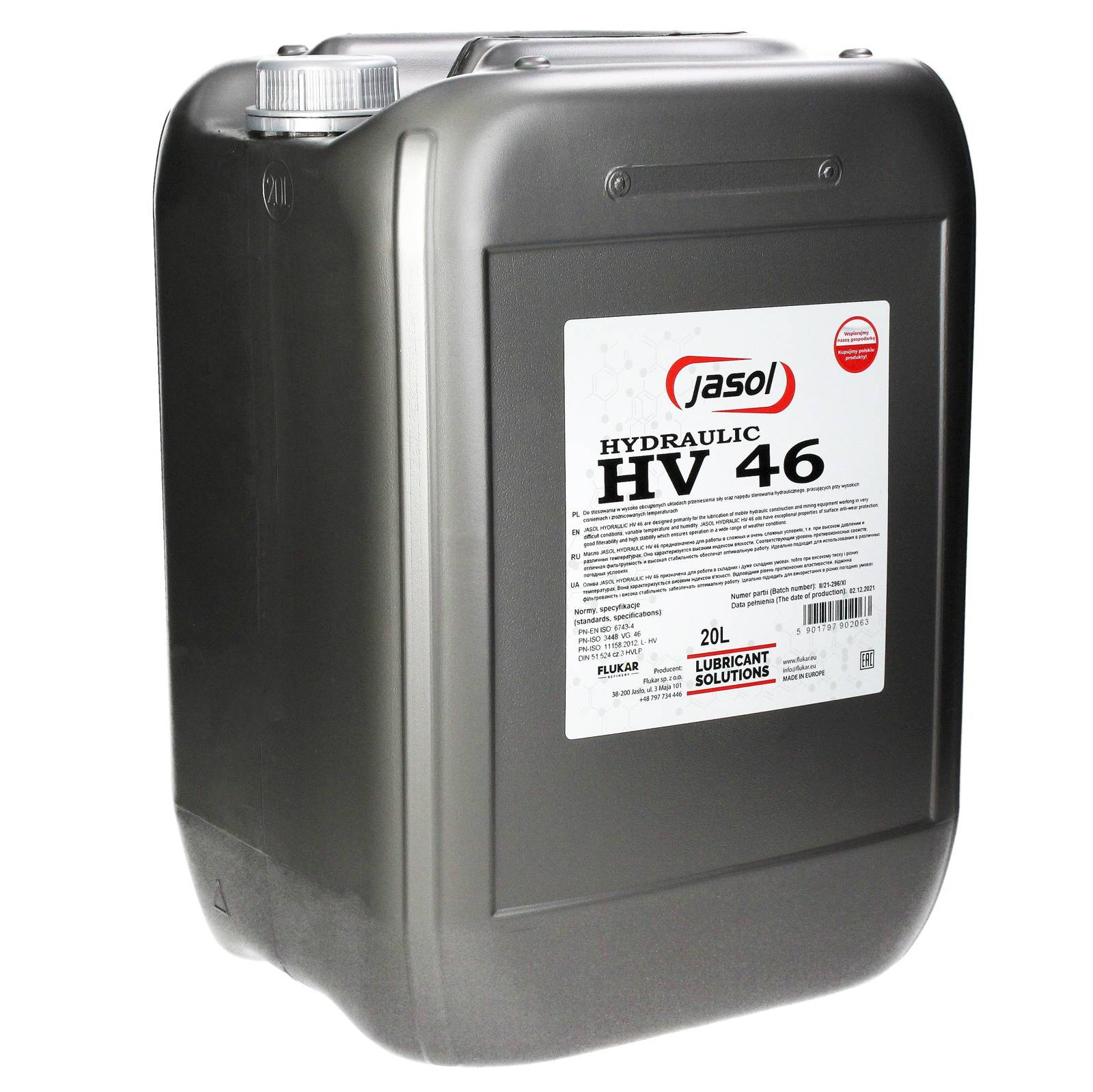 Гидравлическое масло JASOL HV-46 20L