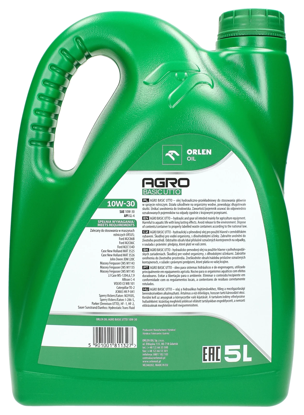 Трансмиссионно-гидравлическое масло Orlen AGRO BASIC UTTO 10W-30 5L