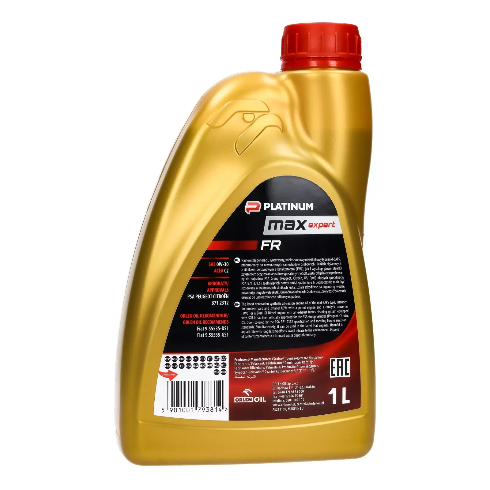 Моторное масло Orlen PLATINUM Max Expert FR 0W - 30 1L