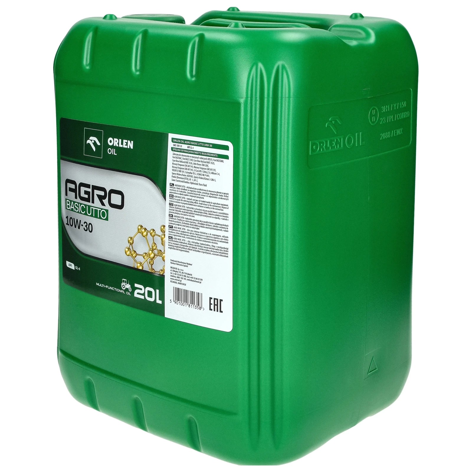 Гидравлическое трансмиссионное масло Orlen AGRO BASIC UTTO 10W-30 20L