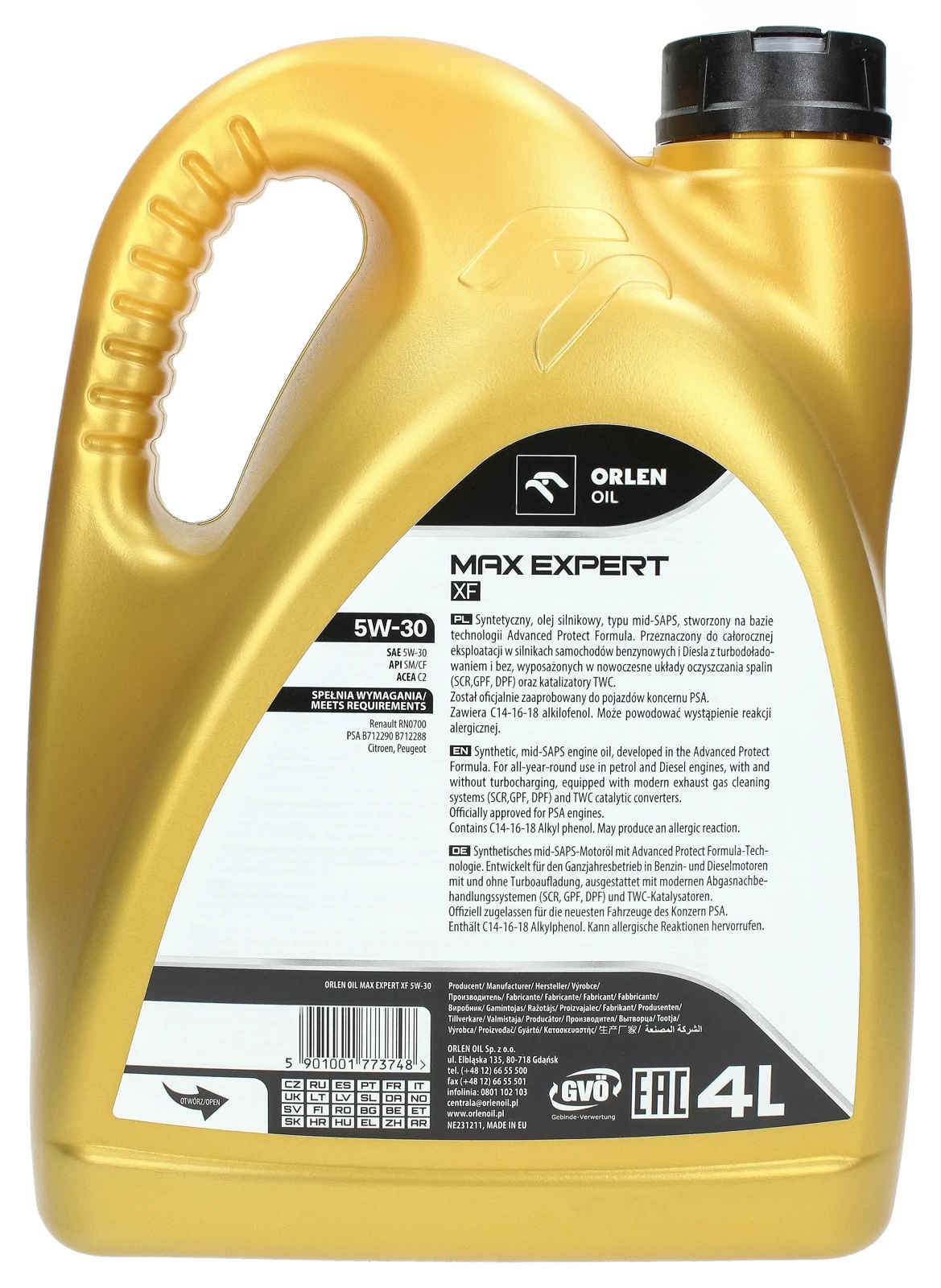 Моторное масло Orlen PLATINUM Max Expert XF 5W-30 4L